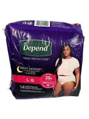 Depend Night Defense Woman's Incontinence Underwear Large 14 Ct - Damaged
